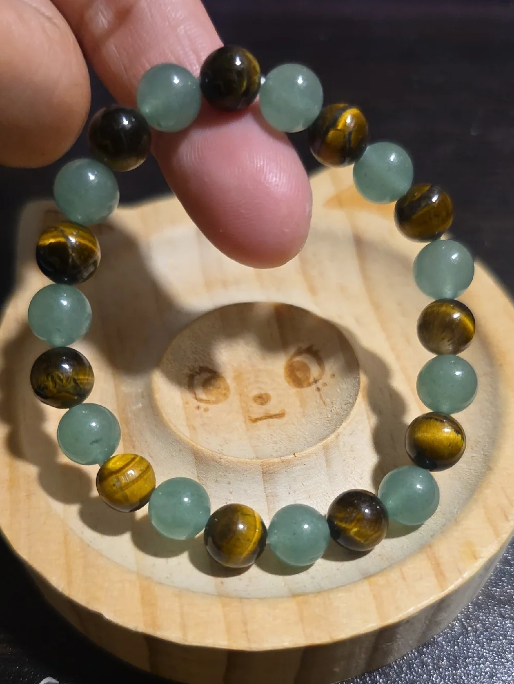 Natural Tiger Eye and Green Aventurine Stretch Bracelet | Natural Stone | 8mm